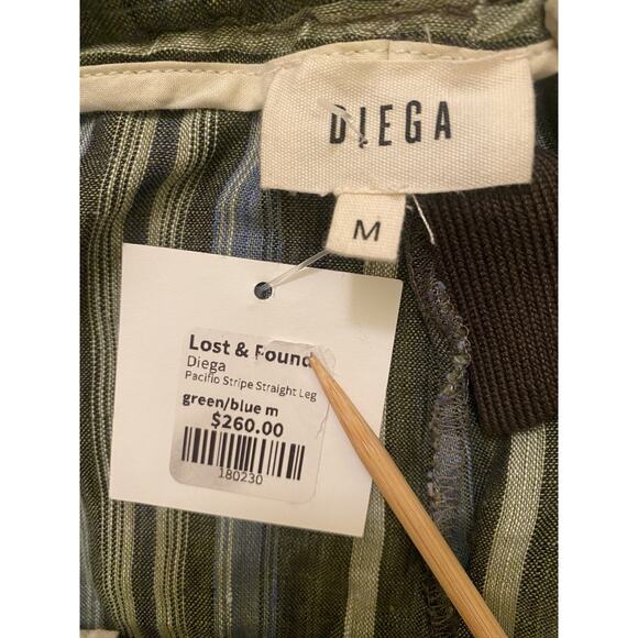 NWT Diega Linen Stripe Pull On Pants M Boho Coastal Quiet Luxury $260 - Picture 5 of 10